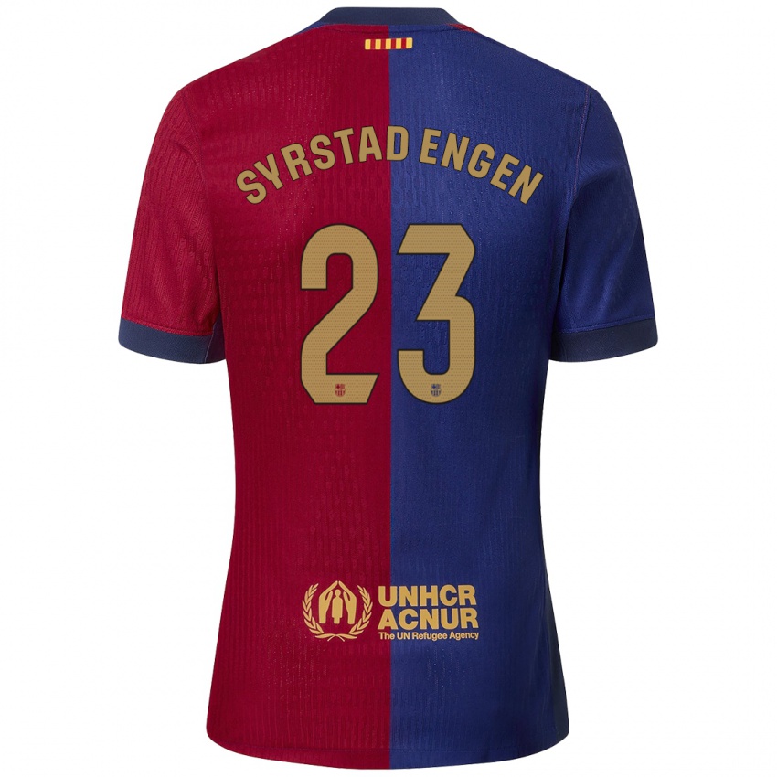 Bambino Maglia Ingrid Syrstad Engen #23 Blu Rosso Kit Gara Home 2024/25 Maglietta