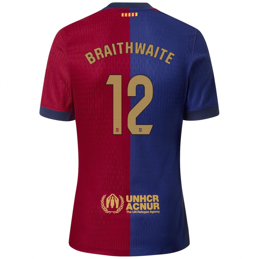 Bambino Maglia Martin Braithwaite #12 Blu Rosso Kit Gara Home 2024/25 Maglietta