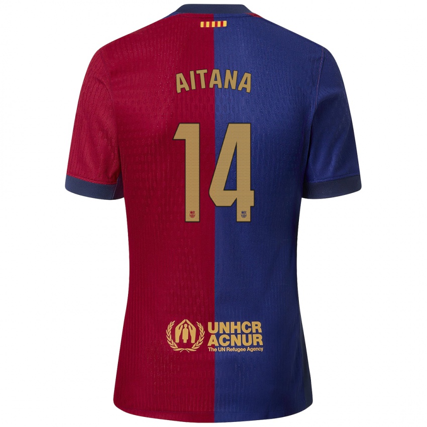 Bambino Maglia Aitana Bonmati #14 Blu Rosso Kit Gara Home 2024/25 Maglietta