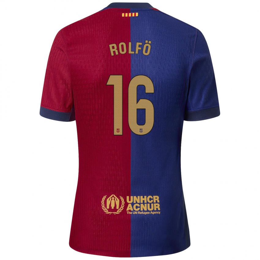 Bambino Maglia Fridolina Rolfo #16 Blu Rosso Kit Gara Home 2024/25 Maglietta