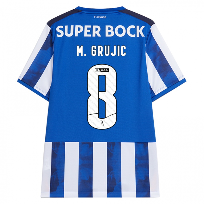 Bambino Maglia Marko Grujic #8 Blu Bianco Kit Gara Home 2024/25 Maglietta