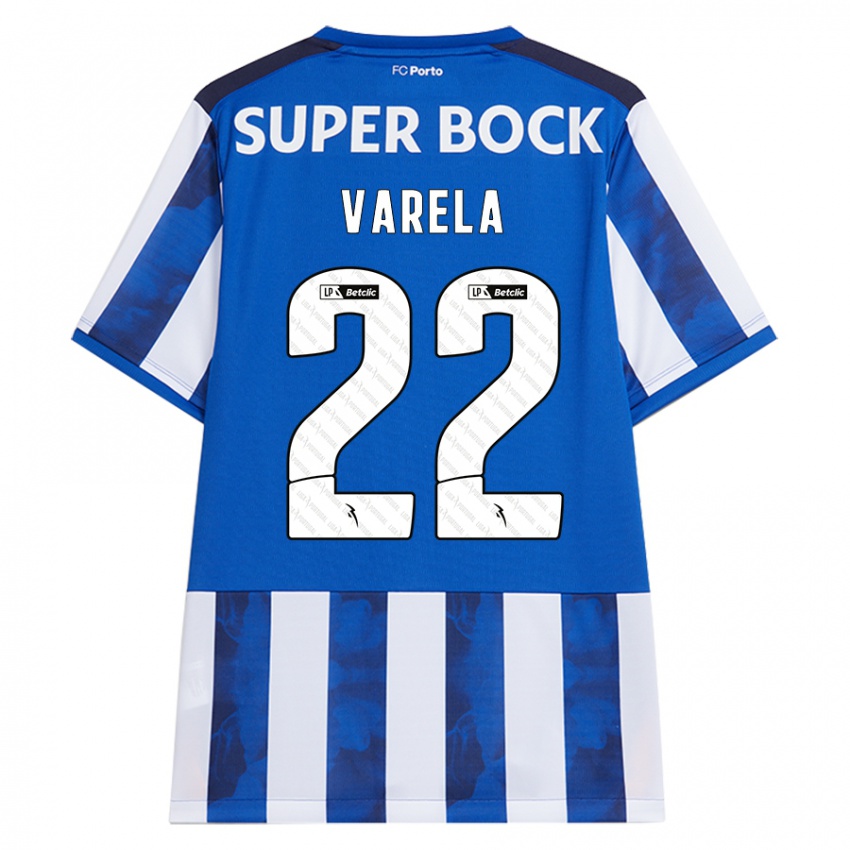 Bambino Maglia Alan Varela #22 Blu Bianco Kit Gara Home 2024/25 Maglietta