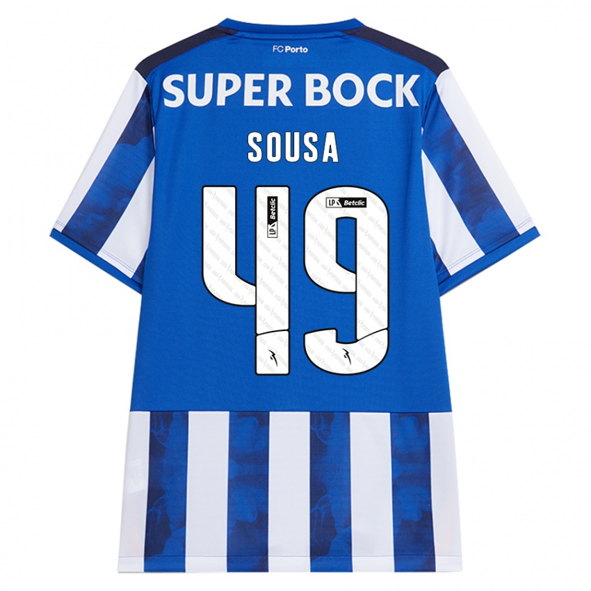 Bambino Maglia Gonçalo Sousa #49 Blu Bianco Kit Gara Home 2024/25 Maglietta