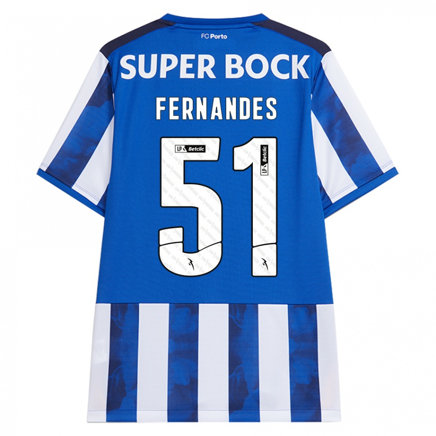 Bambino Maglia Diogo Fernandes #51 Blu Bianco Kit Gara Home 2024/25 Maglietta