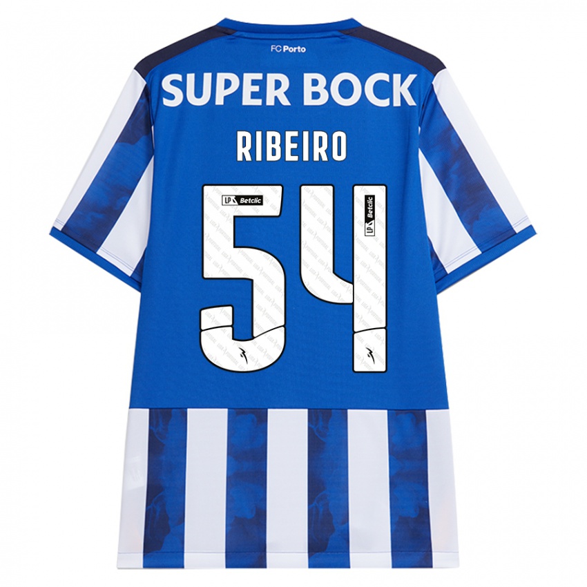 Bambino Maglia António Ribeiro #54 Blu Bianco Kit Gara Home 2024/25 Maglietta