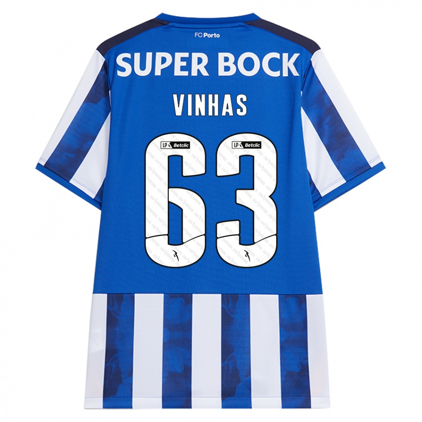 Bambino Maglia David Vinhas #63 Blu Bianco Kit Gara Home 2024/25 Maglietta