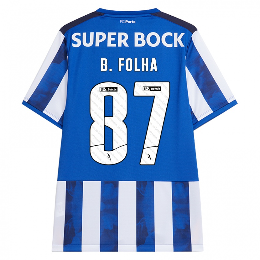 Bambino Maglia Bernardo Folha #87 Blu Bianco Kit Gara Home 2024/25 Maglietta