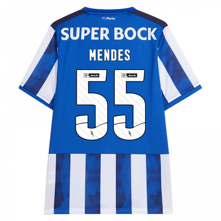 Bambino Maglia Joao Mendes #55 Blu Bianco Kit Gara Home 2024/25 Maglietta