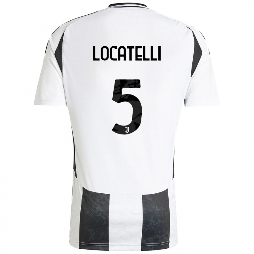 Bambino Maglia Manuel Locatelli #5 Bianco Nero Kit Gara Home 2024/25 Maglietta