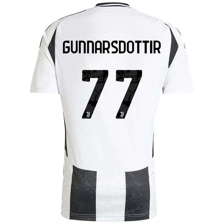 Bambino Maglia Sara Bjork Gunnarsdottir #77 Bianco Nero Kit Gara Home 2024/25 Maglietta