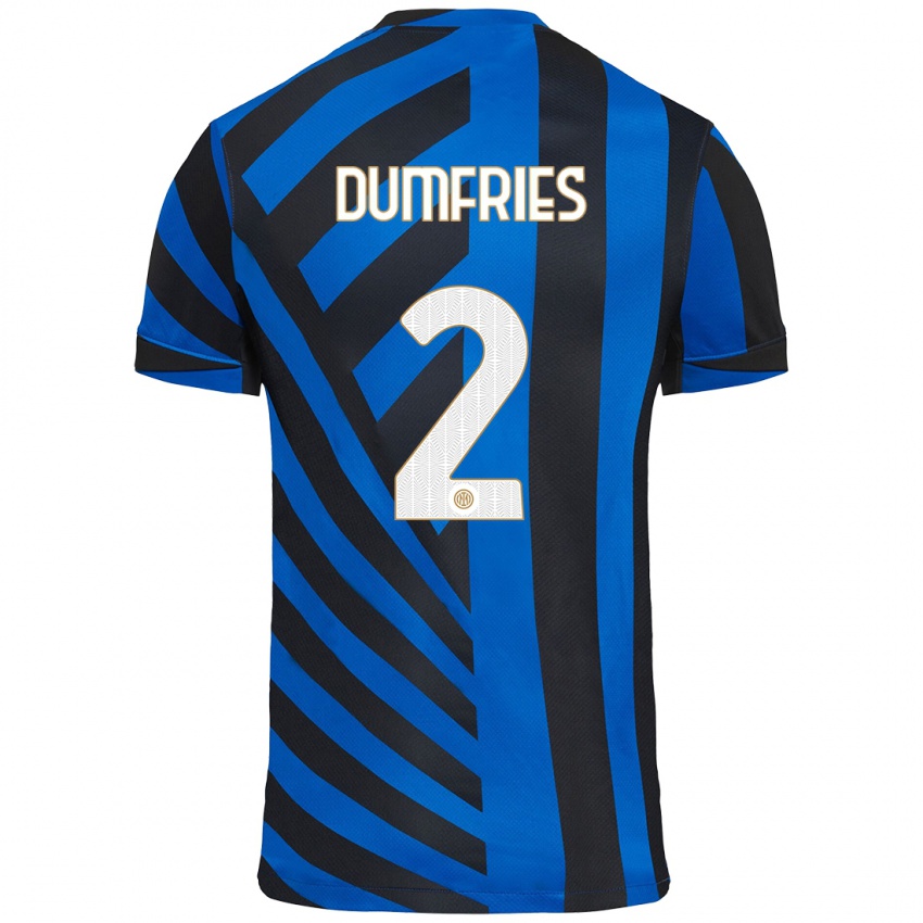 Bambino Maglia Denzel Dumfries #2 Blu Nero Kit Gara Home 2024/25 Maglietta