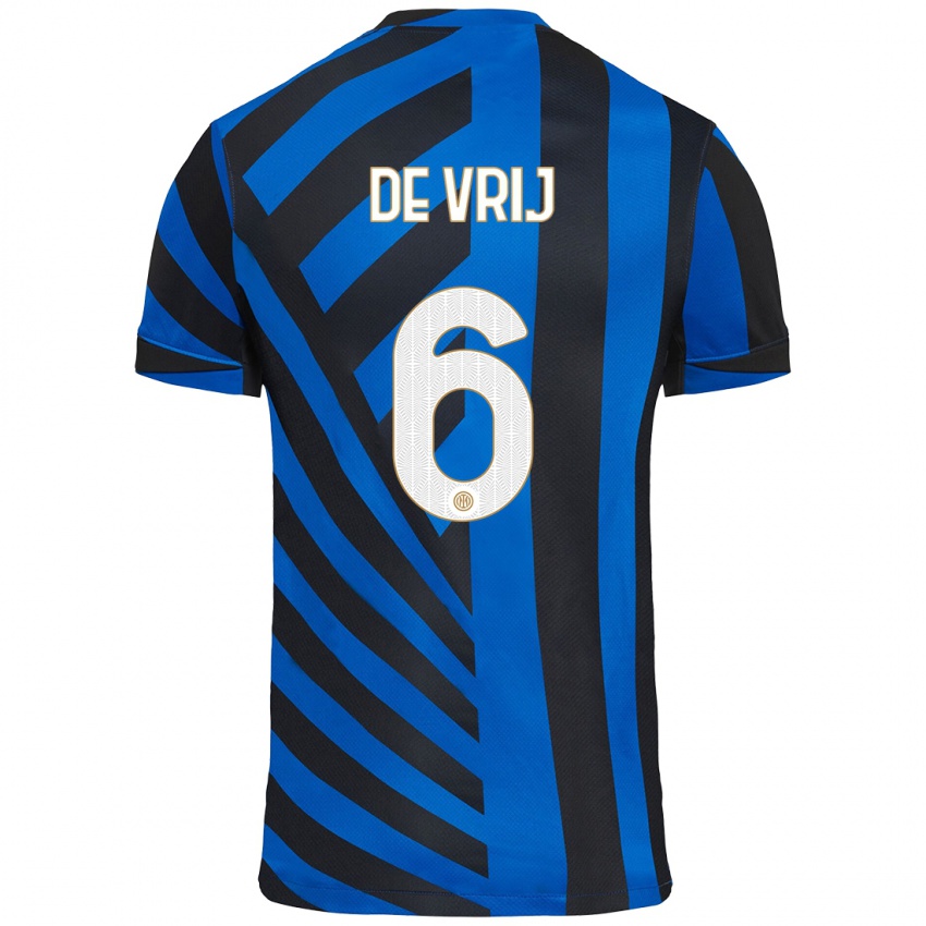 Bambino Maglia Stefan De Vrij #6 Blu Nero Kit Gara Home 2024/25 Maglietta