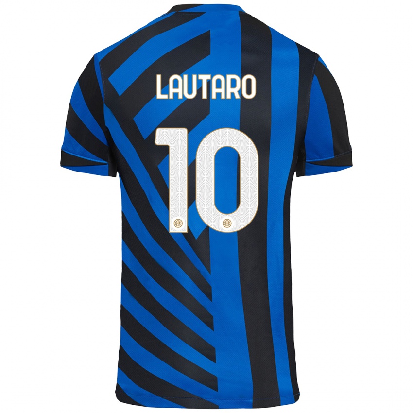 Bambino Maglia Lautaro Martinez #10 Blu Nero Kit Gara Home 2024/25 Maglietta