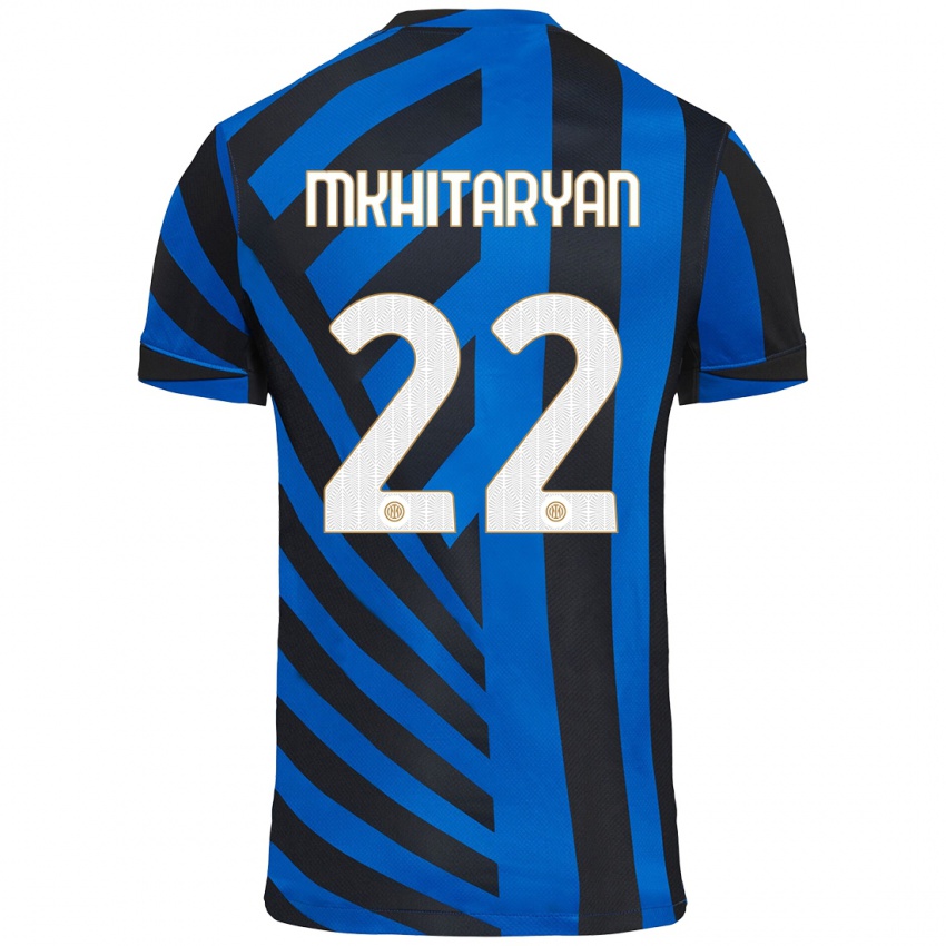 Bambino Maglia Henrikh Mkhitaryan #22 Blu Nero Kit Gara Home 2024/25 Maglietta