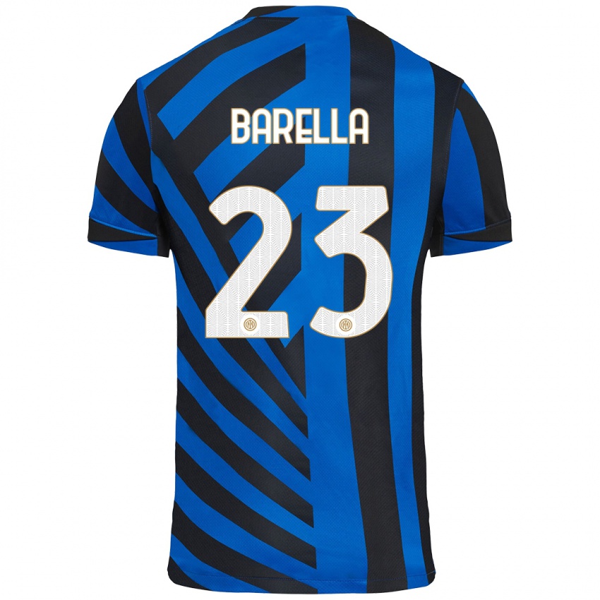 Bambino Maglia Nicolò Barella #23 Blu Nero Kit Gara Home 2024/25 Maglietta