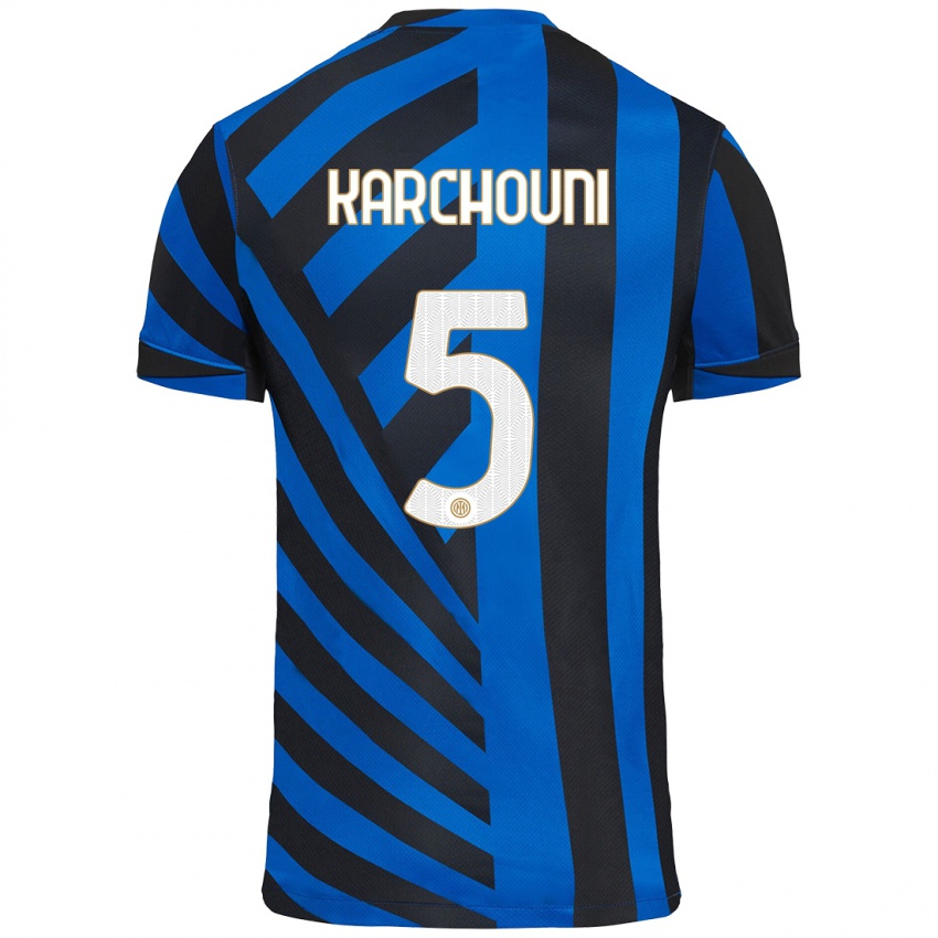 Bambino Maglia Ghoutia Karchouni #5 Blu Nero Kit Gara Home 2024/25 Maglietta