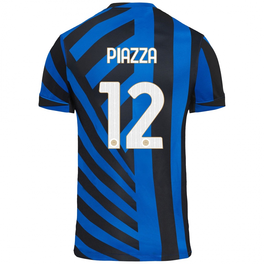 Bambino Maglia Alessia Piazza #12 Blu Nero Kit Gara Home 2024/25 Maglietta