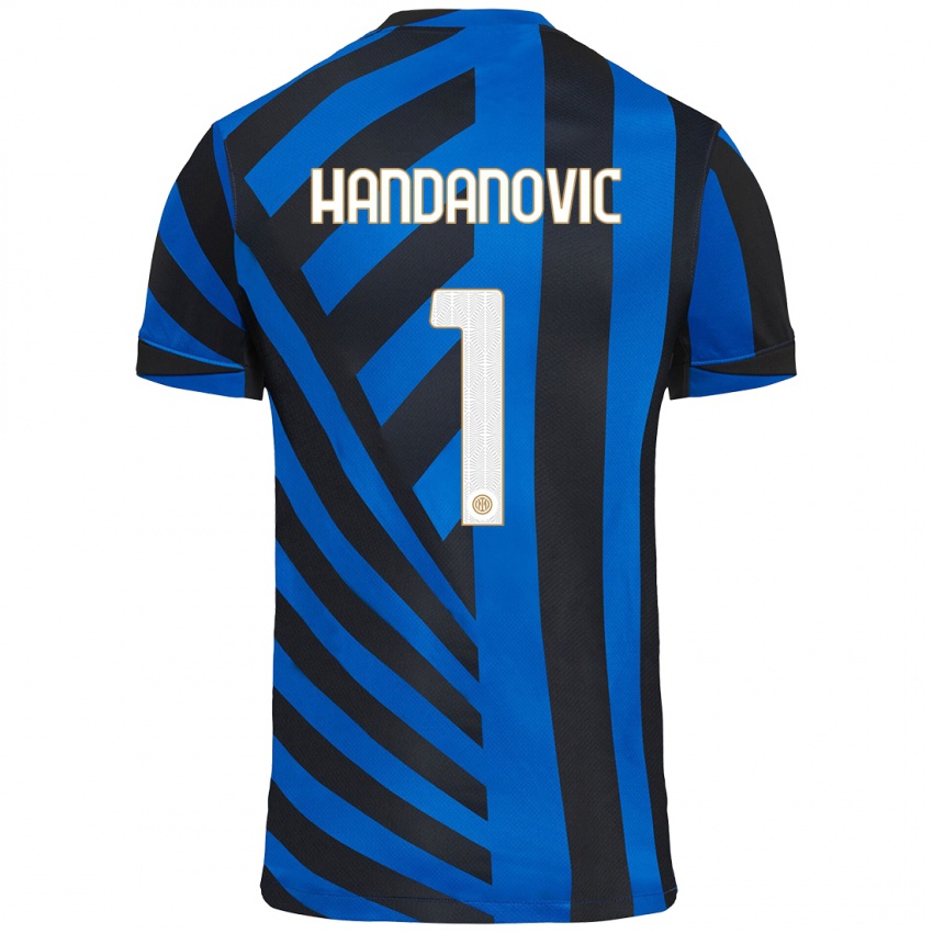 Bambino Maglia Samir Handanovic #1 Blu Nero Kit Gara Home 2024/25 Maglietta