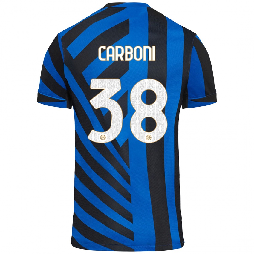 Bambino Maglia Valentin Carboni #38 Blu Nero Kit Gara Home 2024/25 Maglietta