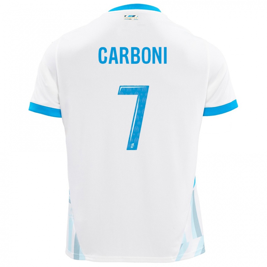 Bambino Maglia Valentín Carboni #7 Bianco Azzurro Kit Gara Home 2024/25 Maglietta