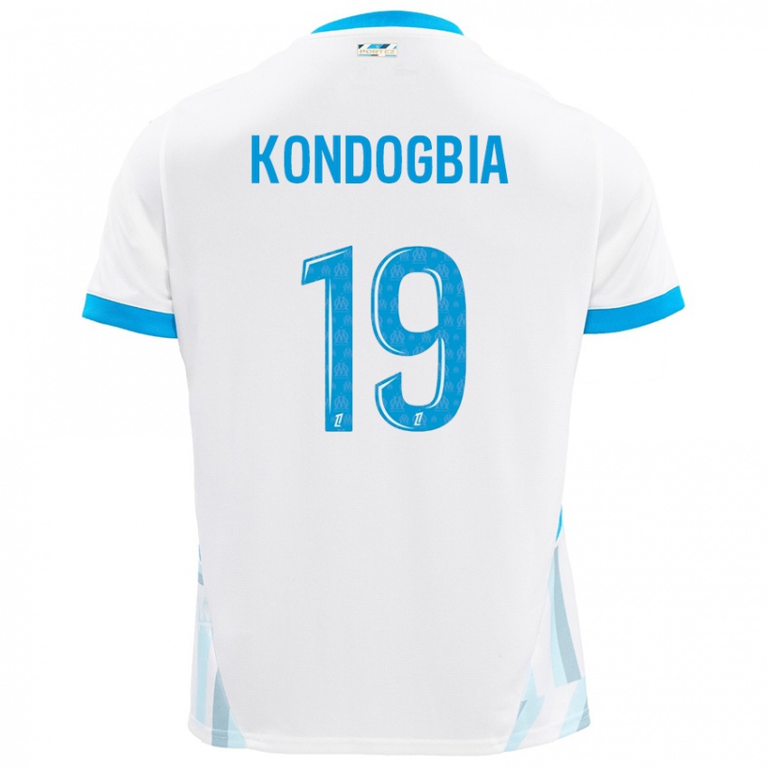 Bambino Maglia Geoffrey Kondogbia #19 Bianco Azzurro Kit Gara Home 2024/25 Maglietta