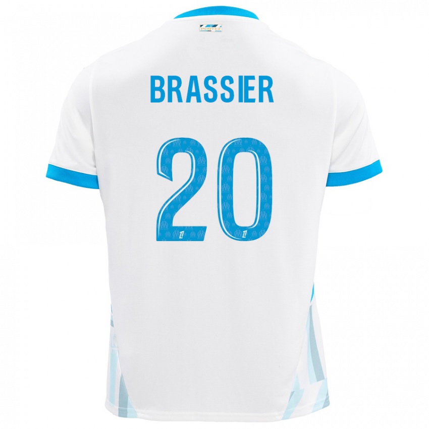 Bambino Maglia Lilian Brassier #20 Bianco Azzurro Kit Gara Home 2024/25 Maglietta