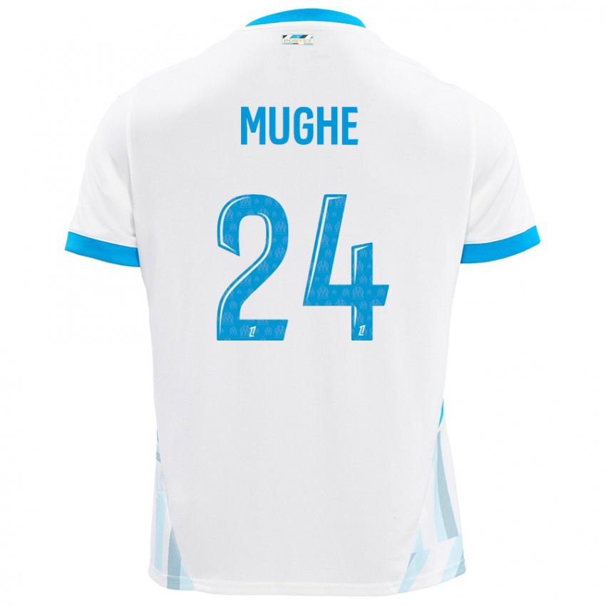 Bambino Maglia François Mughe #24 Bianco Azzurro Kit Gara Home 2024/25 Maglietta