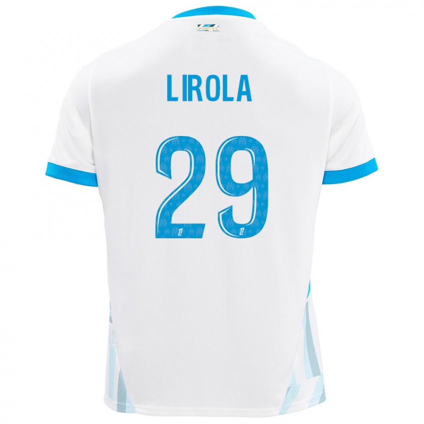 Bambino Maglia Pol Lirola #29 Bianco Azzurro Kit Gara Home 2024/25 Maglietta