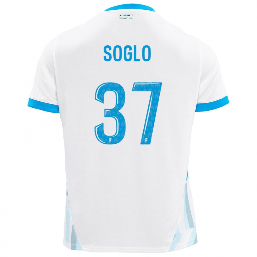 Bambino Maglia Emran Soglo #37 Bianco Azzurro Kit Gara Home 2024/25 Maglietta