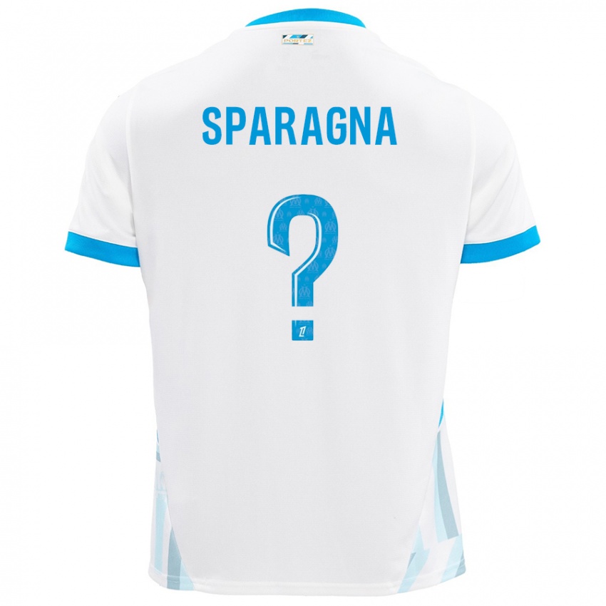 Bambino Maglia Stéphane Sparagna #0 Bianco Azzurro Kit Gara Home 2024/25 Maglietta