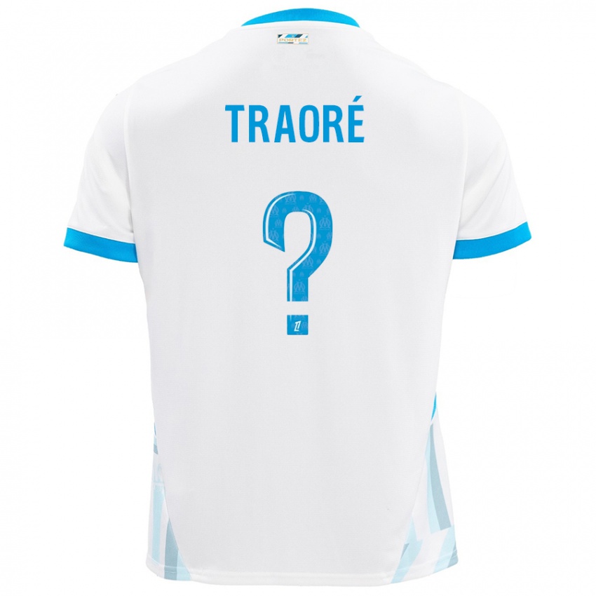 Bambino Maglia Soumaïla Traoré #0 Bianco Azzurro Kit Gara Home 2024/25 Maglietta