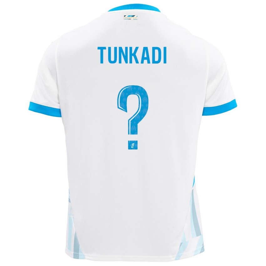 Bambino Maglia Alexandre Tunkadi #0 Bianco Azzurro Kit Gara Home 2024/25 Maglietta