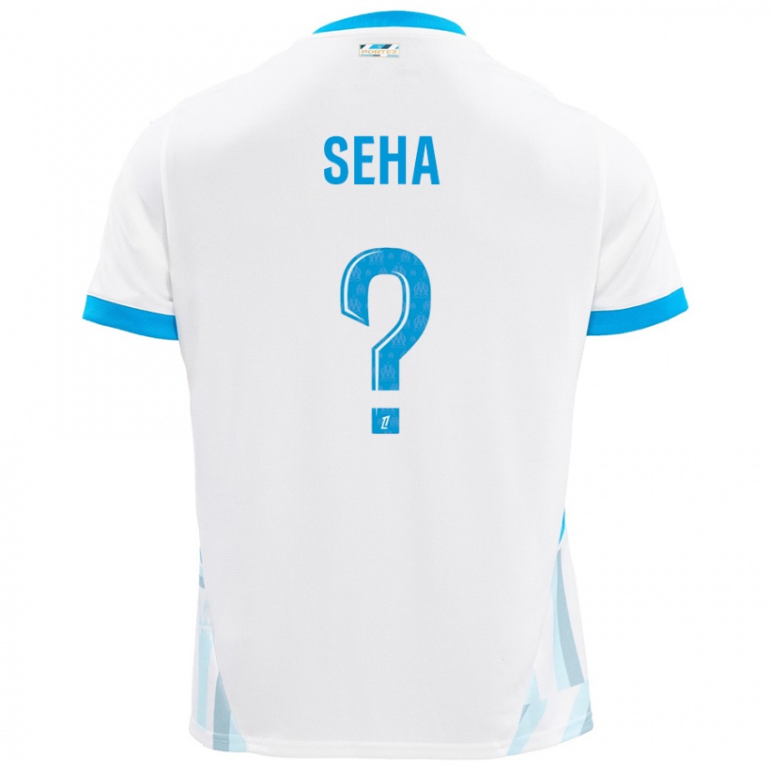 Bambino Maglia Sayha Seha #0 Bianco Azzurro Kit Gara Home 2024/25 Maglietta