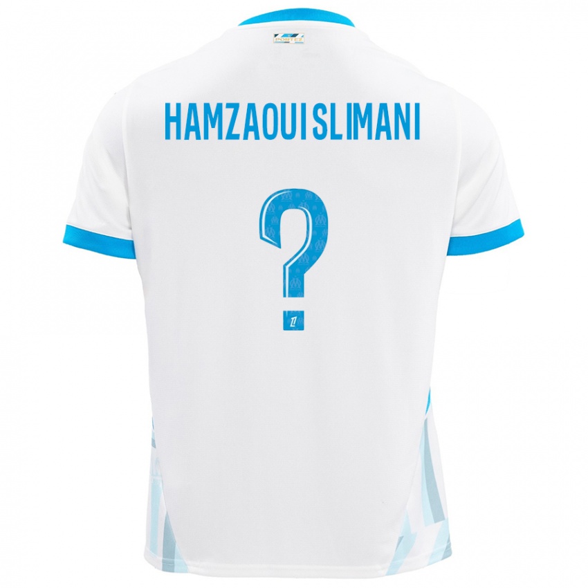 Bambino Maglia Hilan Hamzaoui Slimani #0 Bianco Azzurro Kit Gara Home 2024/25 Maglietta