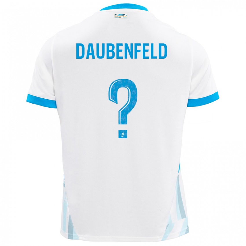 Bambino Maglia Lucas Daubenfeld #0 Bianco Azzurro Kit Gara Home 2024/25 Maglietta