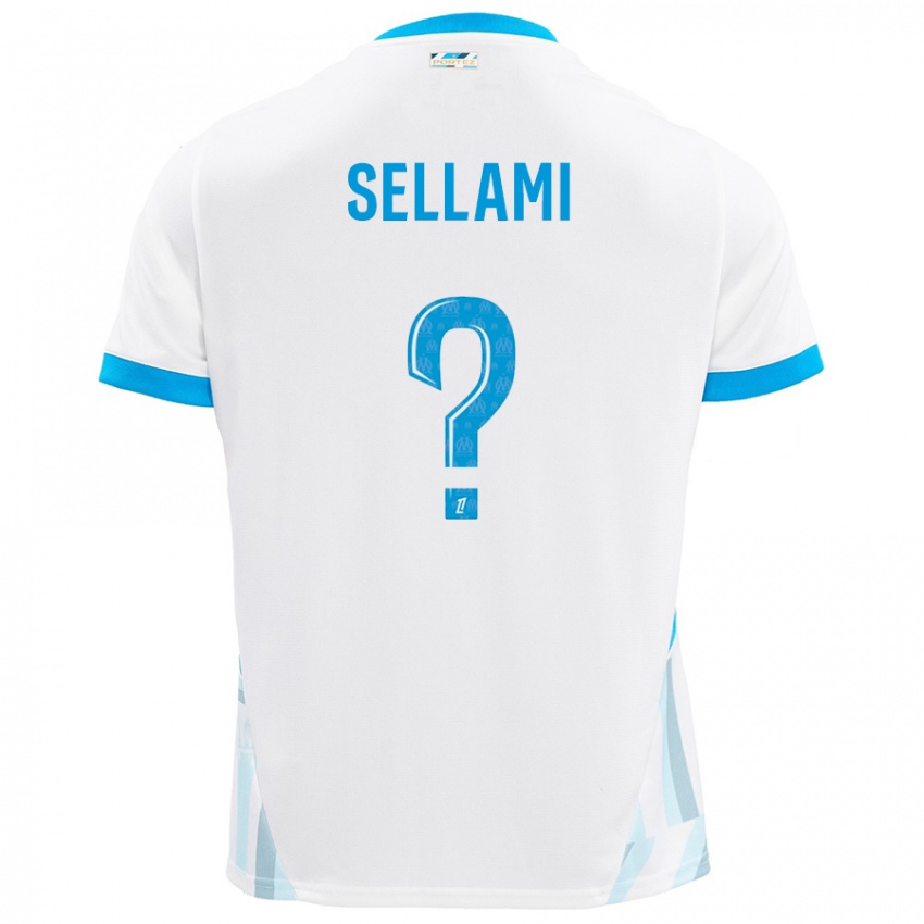 Bambino Maglia Yanis Sellami #0 Bianco Azzurro Kit Gara Home 2024/25 Maglietta