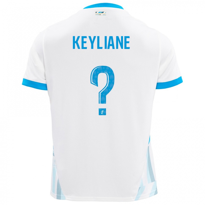 Bambino Maglia Keyliane Abdallah #0 Bianco Azzurro Kit Gara Home 2024/25 Maglietta