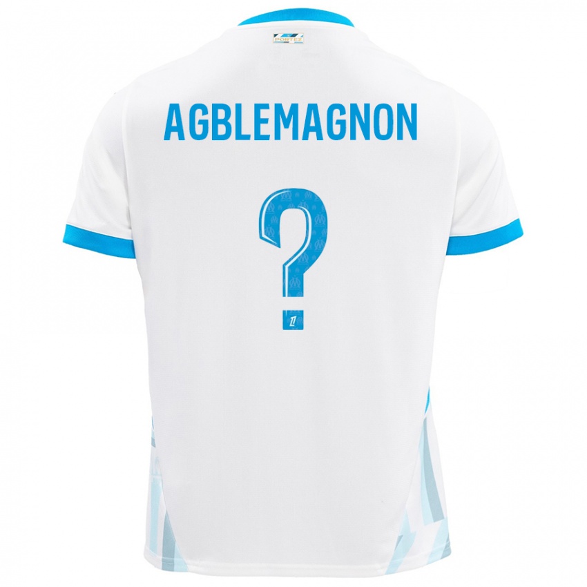 Bambino Maglia Jordan Agblemagnon #0 Bianco Azzurro Kit Gara Home 2024/25 Maglietta