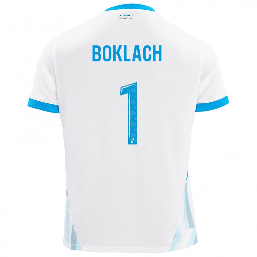 Bambino Maglia Kateryna Boklach #1 Bianco Azzurro Kit Gara Home 2024/25 Maglietta