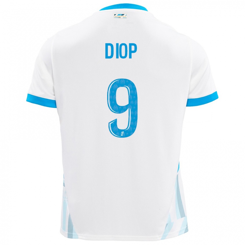 Bambino Maglia Mama Diop #9 Bianco Azzurro Kit Gara Home 2024/25 Maglietta