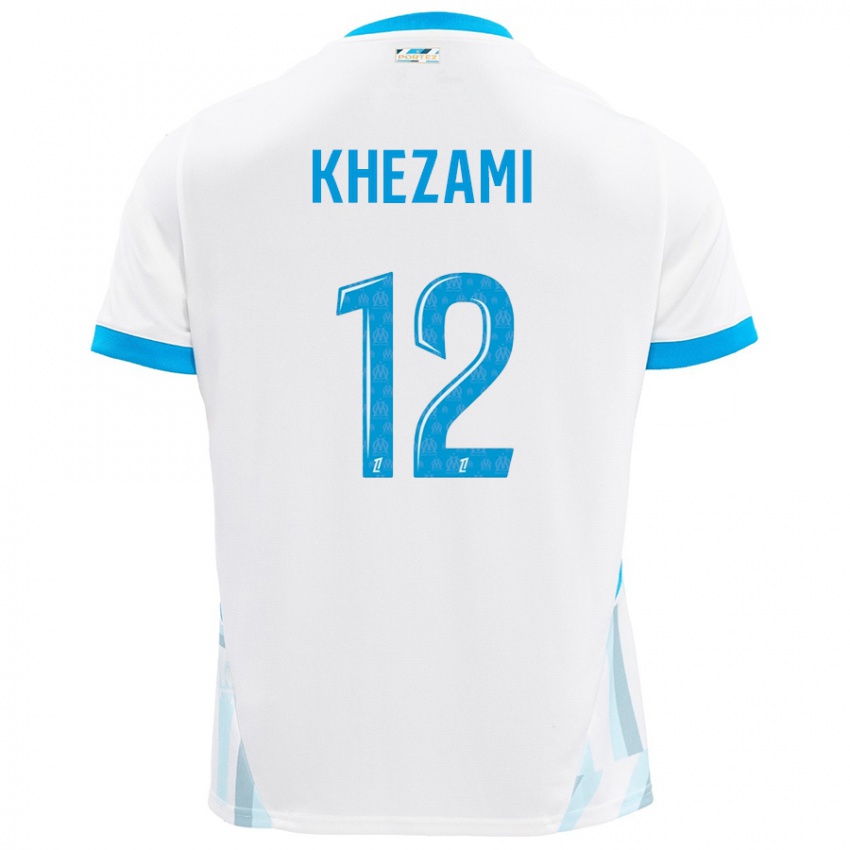 Bambino Maglia Roselène Khezami #12 Bianco Azzurro Kit Gara Home 2024/25 Maglietta