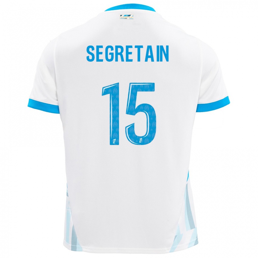 Bambino Maglia Julie Ségrétain #15 Bianco Azzurro Kit Gara Home 2024/25 Maglietta