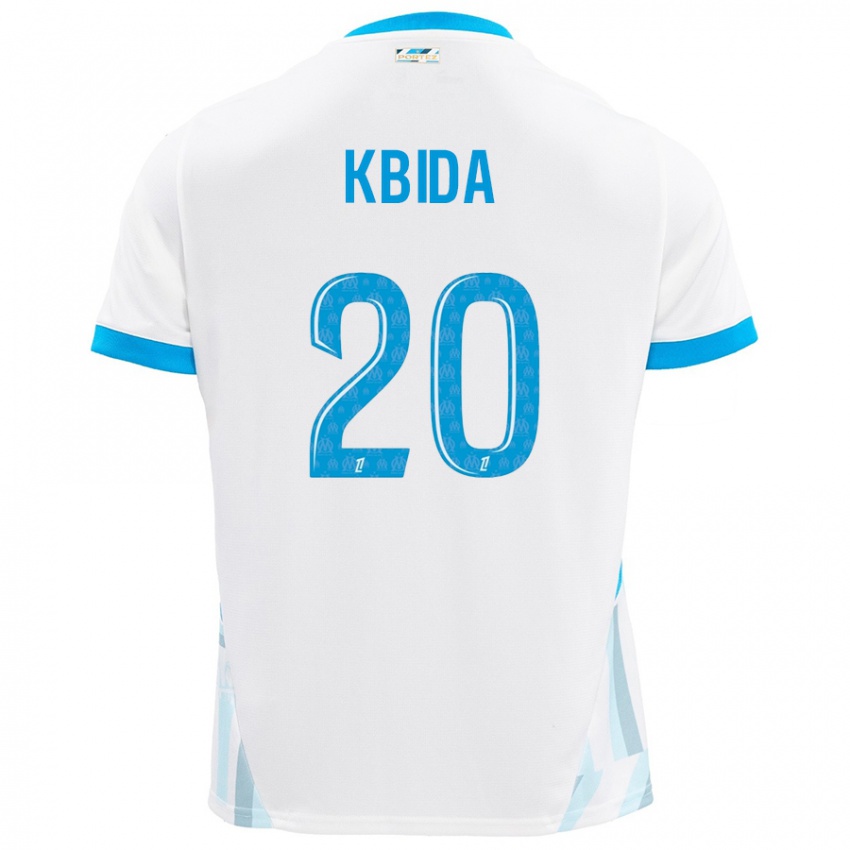 Bambino Maglia Inès Kbida #20 Bianco Azzurro Kit Gara Home 2024/25 Maglietta