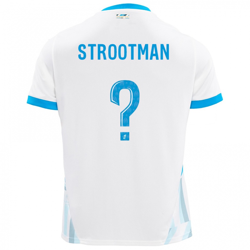 Bambino Maglia Kevin Strootman #0 Bianco Azzurro Kit Gara Home 2024/25 Maglietta