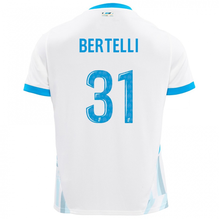 Bambino Maglia Ugo Bertelli #31 Bianco Azzurro Kit Gara Home 2024/25 Maglietta