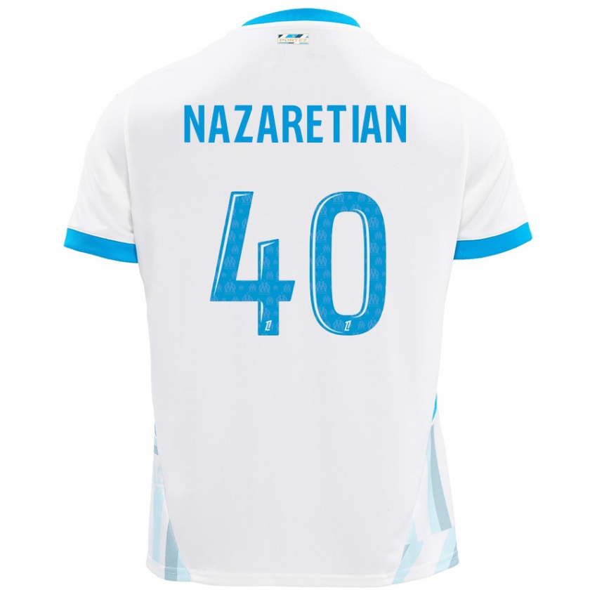 Bambino Maglia Manuel Nazaretian #40 Bianco Azzurro Kit Gara Home 2024/25 Maglietta