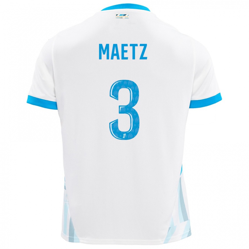 Bambino Maglia Agathe Maetz #3 Bianco Azzurro Kit Gara Home 2024/25 Maglietta