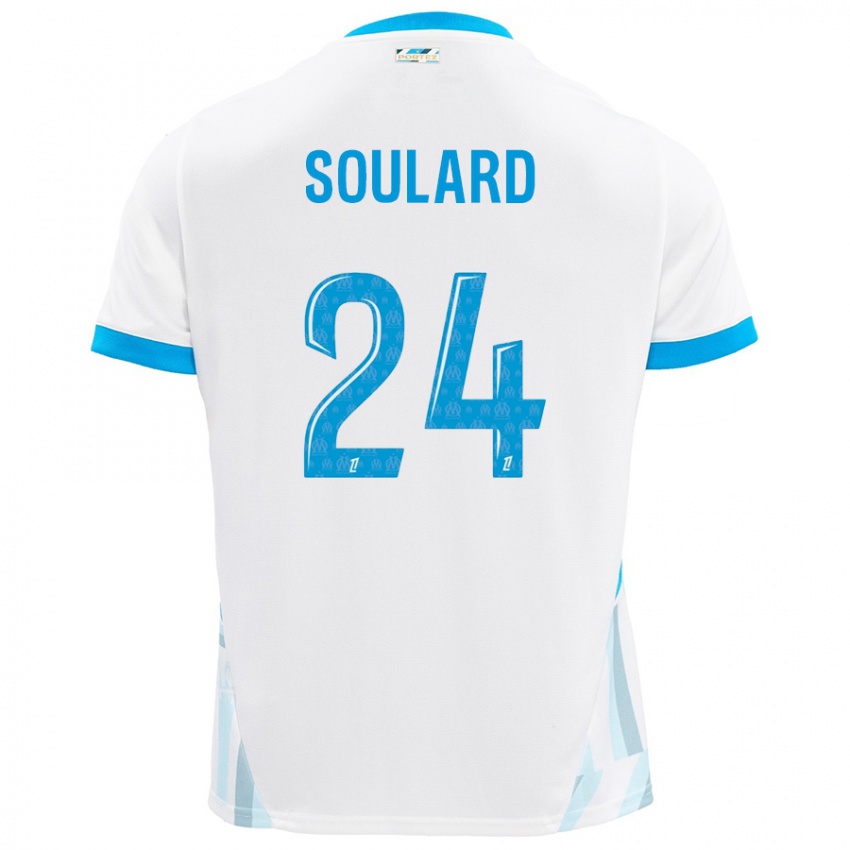 Bambino Maglia Amandine Soulard #24 Bianco Azzurro Kit Gara Home 2024/25 Maglietta