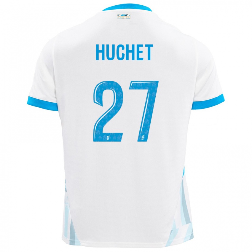 Bambino Maglia Sarah Huchet #27 Bianco Azzurro Kit Gara Home 2024/25 Maglietta