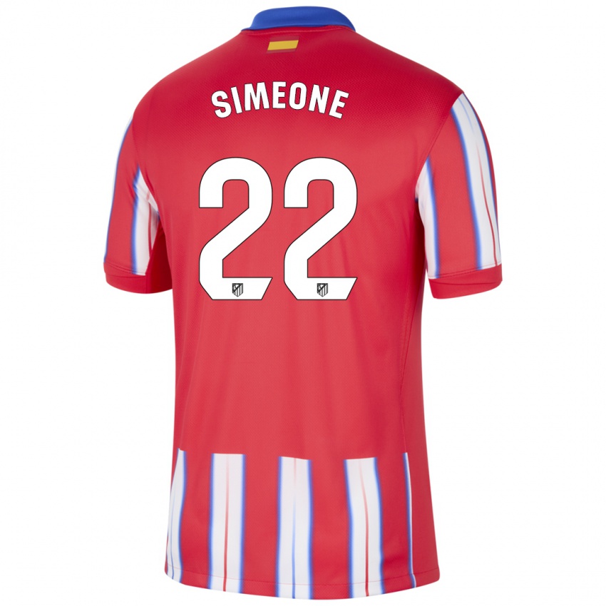 Bambino Maglia Giuliano Simeone #22 Rosso Bianco Blu Kit Gara Home 2024/25 Maglietta